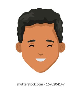 young man afro head character icon vector illustration design