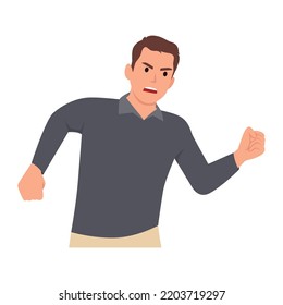 Young man angry. Flat vector illustration isolated on white background