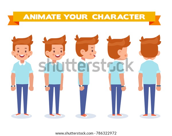 Vector De Stock Libre De Regalias Sobre Joven Animado Caracter De Vista Frontal 786322972