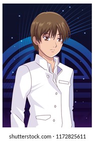 Young man anime cartoon