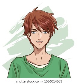 young man anime style character vector illustration design