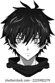 young man anime style character vector illustration design. Manga Anime Boy Black Hair Faces Cartoon . face young man anime style character vector illustration design. Boy anime male manga cartoon