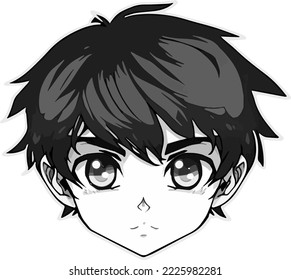 young man anime style character vector illustration design. Manga Anime Boy Black Hair Faces Cartoon . face young man anime style character vector illustration design. Boy anime male manga cartoon