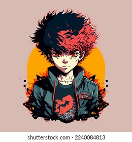 young man anime style character vector illustration design. Manga Anime Boy Black Hair Faces Cartoon . face young man anime style character vector illustration design. Boy anime male manga cartoon