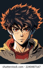 young man anime style character vector illustration design. Manga Anime Boy Black Hair Faces Cartoon . face young man anime style character vector illustration design. Boy anime male manga cartoon