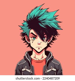 young man anime style character vector illustration design. Manga Anime Boy Black Hair Faces Cartoon . face young man anime style character vector illustration design. Boy anime male manga cartoon