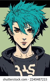 young man anime style character vector illustration design. Manga Anime Boy Black Hair Faces Cartoon . face young man anime style character vector illustration design. Boy anime male manga cartoon