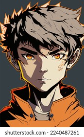 young man anime style character vector illustration design. Manga Anime Boy Black Hair Faces Cartoon . face young man anime style character vector illustration design. Boy anime male manga cartoon