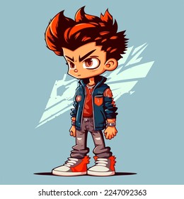 young man anime style character vector illustration design.