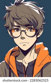 diseño de ilustración vectorial de caracteres de estilo anime de hombre joven. Caricatura de un chico negro de ánime manga. diseño de ilustración vectorial de caracteres de estilo de anime facial de joven. Caricatura masculina de manga de anime