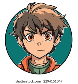 young man anime style character vector illustration design. Manga Anime Boy Black Hair Faces Cartoon . face young man anime style character vector illustration design. Boy anime male manga cartoon