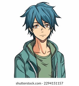 young man anime style character vector illustration design. Manga Anime Boy Black Hair Faces Cartoon . face young man anime style character vector illustration design. Boy anime male manga cartoon