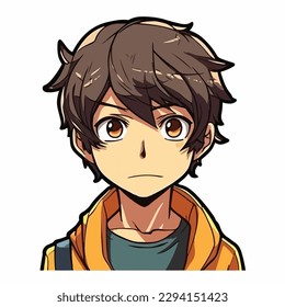 diseño de ilustración vectorial de caracteres de estilo anime de hombre joven. Caricatura de un chico negro de ánime manga. diseño de ilustración vectorial de caracteres de estilo de anime facial de joven. Caricatura masculina de manga de anime