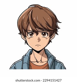 young man anime style character vector illustration design. Manga Anime Boy Black Hair Faces Cartoon . face young man anime style character vector illustration design. Boy anime male manga cartoon