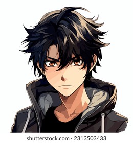 young man anime style character vector illustration design, anime boy 