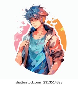 Premium Vector  Young man anime style character vector