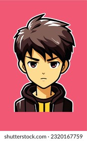 young man anime style character vector illustration design. Manga Anime Boy Black Hair Faces Cartoon . face young man anime style character vector illustration design. Boy anime male manga cartoon