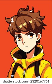 diseño de ilustración vectorial de caracteres de estilo anime de hombre joven. Caricatura de un chico negro de ánime manga. diseño de ilustración vectorial de caracteres de estilo de anime facial de joven. Caricatura masculina de manga de anime