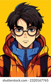 young man anime style character vector illustration design. Manga Anime Boy Black Hair Faces Cartoon . face young man anime style character vector illustration design. Boy anime male manga cartoon