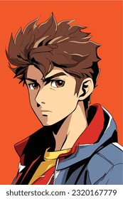 diseño de ilustración vectorial de caracteres de estilo anime de hombre joven. Caricatura de un chico negro de ánime manga. diseño de ilustración vectorial de caracteres de estilo de anime facial de joven. Caricatura masculina de manga de anime