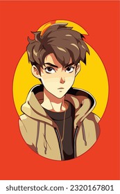 young man anime style character vector illustration design. Manga Anime Boy Black Hair Faces Cartoon . face young man anime style character vector illustration design. Boy anime male manga cartoon