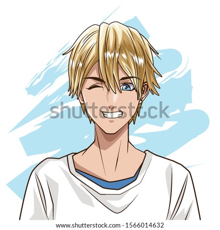 young man anime style character vector illustration design