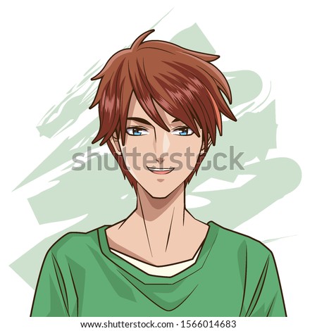 young man anime style character vector illustration design