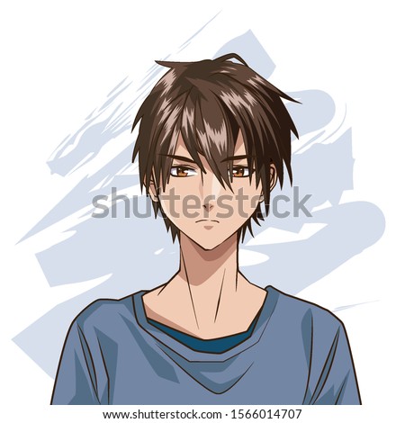 young man anime style character vector illustration design