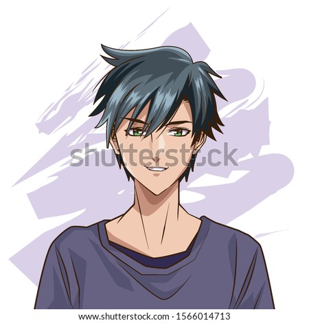 young man anime style character vector illustration design