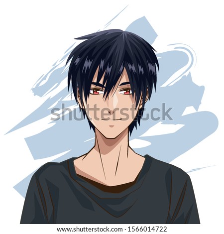 young man anime style character vector illustration design