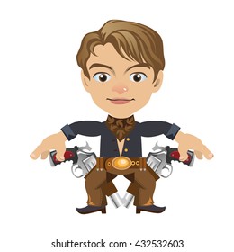 A young man armed with a firearm. Vector illustration.