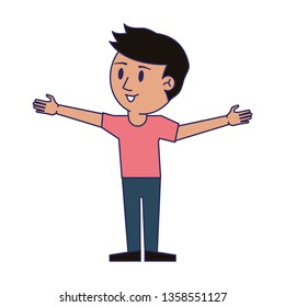 Young man with arms open