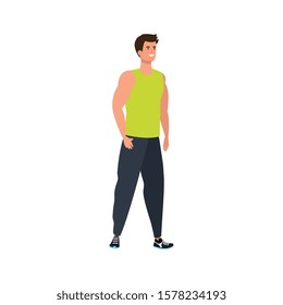 young man athlete avatar character vector illustration design