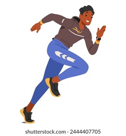 Young Man Athlete Character Dashes Gracefully, His Muscles Flexing With Each Stride, Determination Etched On His Face As He Pushes Forward With Speed And Purpose. Cartoon People Vector Illustration