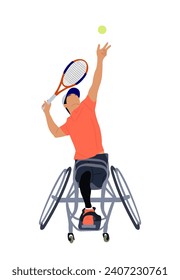 Young man athlete with disability playing tennis.