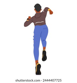 Young Man Athlete Races Forward, Rear View, His Muscular Back and Legs In A Powerful Stride, Embodying Speed And Determination. Sportsman Character Sports Training. Cartoon People Vector Illustration