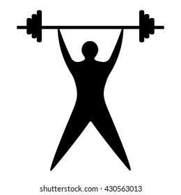 Young man athlete raises the bar. silhouette of sportsmen flat. vector illustration