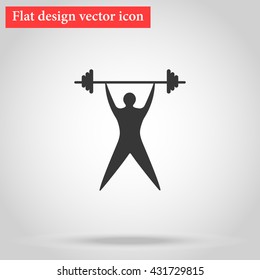 Young man athlete raises the bar. silhouette of sportsmen flat. vector illustration