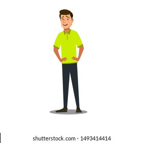 Young man, athletic. Vector illustration in cartoon style