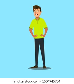 Young man, athletic. Vector illustration in cartoon style
