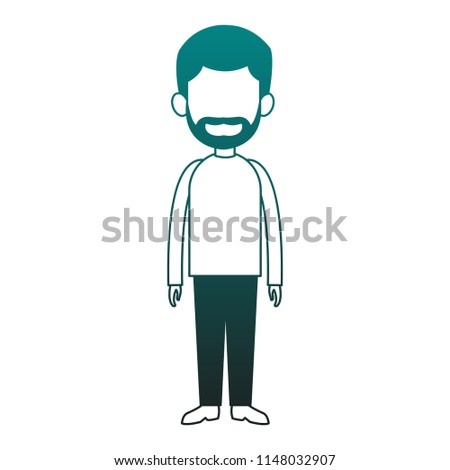 Young man avatar in blue lines