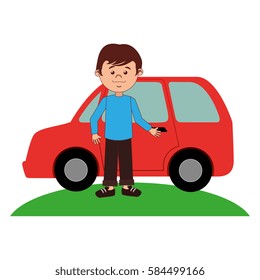young man avatar with car character