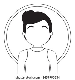young man avatar character with circular frame 