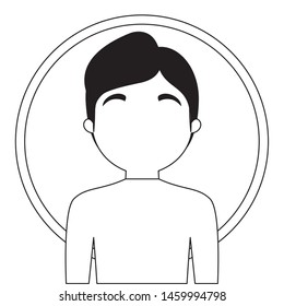 young man avatar character with circular frame