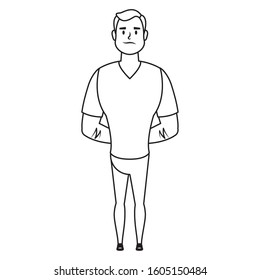 young man avatar character icon vector illustration design