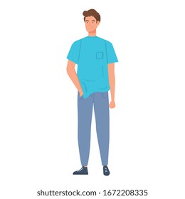 young man avatar character icon vector illustration design