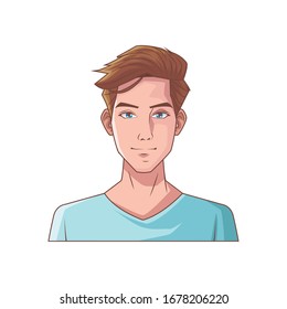 young man avatar character icon vector illustration design