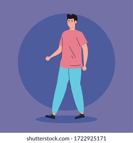young man avatar character icon vector illustration design