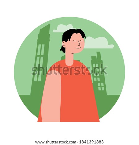 young man avatar character icon vector illustration design