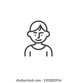 Young man avatar character line icon. linear style sign for mobile concept and web design. Half body of male outline vector icon. Symbol, logo illustration. Pixel perfect vector graphics